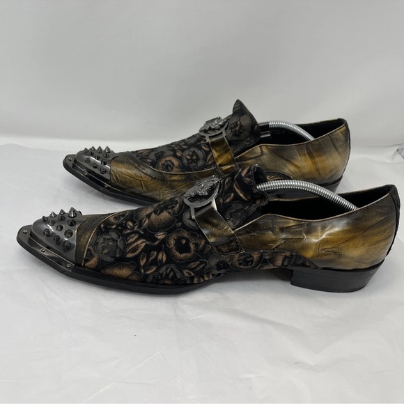 Fiesso by Aurelio Garcia Men Sz 12 Steampunk Floral Goth Spike Metal Tip Loafer - Picture 5 of 13